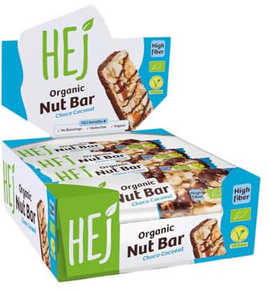HEJ Organic Nut Bar, Choco Coconut, 12 x 40 g, Bio Nussriegel, vegan, Snack | Energieriegel mit ganzen Nüssen, Low Carb Snack, vegan, glutenfrei, ohne Zuckerzusatz & künstliche Aromen, HEJ Bite