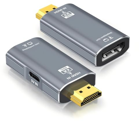 HDMI to DisplayPort Adapter (4K 60Hz) Uni-Directional HDMI Male to DP Female Monitor Converter, Compatible with PC, Laptop, AMD, NVIDIA, PS5 and More