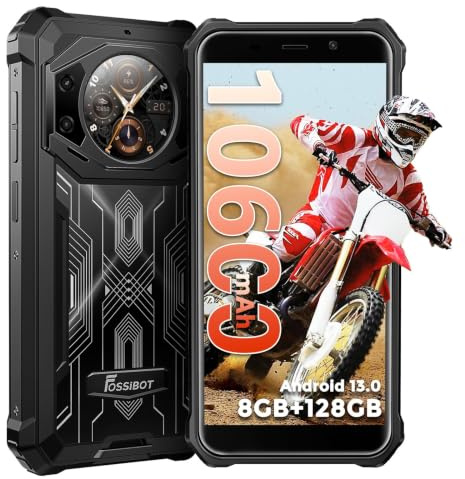 FOSSiBOT F101 Pro 15 GB (8 + 7) + 128 GB/1 TB, batería de 10600 mAh, teléfono móvil para exteriores sin contrato, pantalla dual de 5,45 pulgadas HD+, cámara de 24 MP, Android 13 Outdoor Smartphone