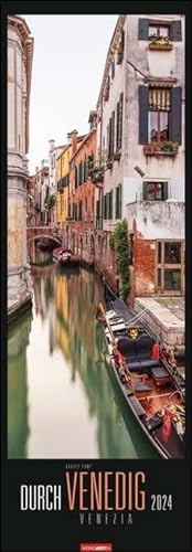 Durch Venedig Kalender 2024. Versteckte Ecken der Lagunenstadt in einem länglichen Kalender. Beeindruckende Fotos aus einem stillen Venedig von Károly Pump in einem länglichen Wandkalender XXL.
