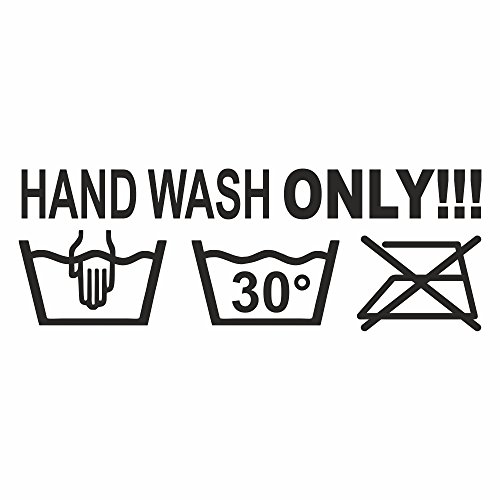 folien-zentrum - Hand Wash Only 17cm x 6cm - hochwertiger Aufkleber Auto Tuning - OEM JDM Autosticker - Lustige Aufkleber Sicker - Handwash Autoaufkleber - Made in Germany (schwarz)