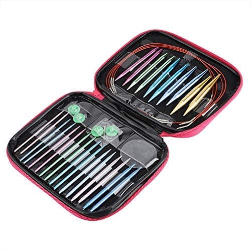 DEWIN Interchangeable Circular Knitting Needles - Interchangeable Aluminum Circular Knitting Needle Sets 26Pcs/Set