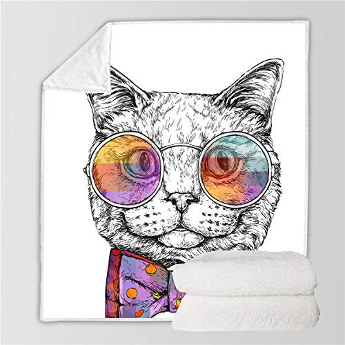 Morbuy Samt Leichte Decke, 3D Kuscheldecke Sofadecke Bettüberwurf Erhältlich Decke Tagesdecke Decke für Sofa und Bett Falten-beständig Schmusedecke (150x200cm,Katze)