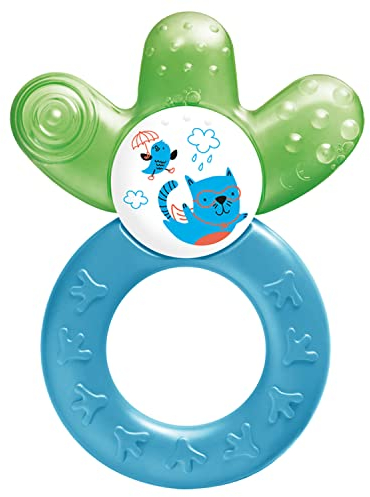 MAM Cooler Teether | Teething Toy for Babies | Suitable from 4+ Months | Cooling and Soothing Relief for Painful Gums | Unique Shape and Ergonomic Design | Blue