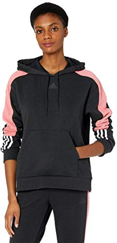 adidas Color-Block Linear Hoodie Black/Hazy Rose/White SM