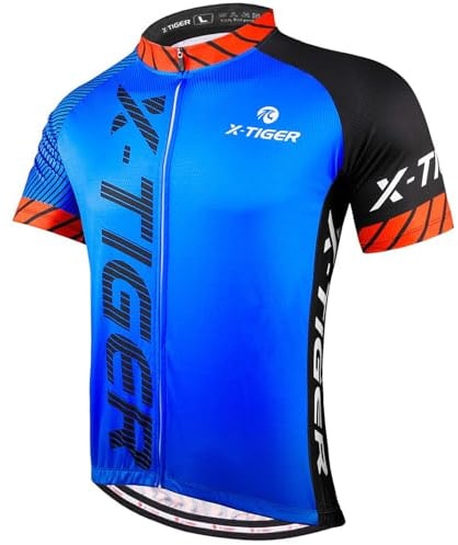 X-TIGER Herren-Radtrikots, kurzes T-Shirt, Fahhradtrikot MTB Rennrad Trikot Kurzarm Fahrradbekleidung für Männer