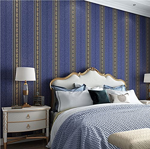 10 x 0,53 m Vintage elegante Damast-Streifen geprägte strukturierte Vliestapete Rolle für Schlafzimmer Wohnzimmer 5 Farben (B x L) 5,3 m² (57 m²) (B lila Streifen)