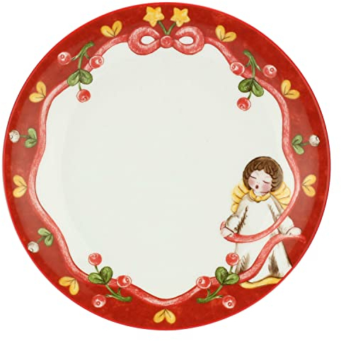 THUN - Piattino Sweet Christmas con Angelo - Porcellana - Linea Sweet Christmas - Living, Arredare la Casa - Ø 21 cm
