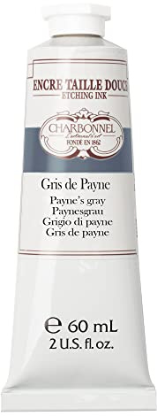 Charbonnel Kupferdruckfarben, hochpigmentierte Tiefdruckfarbe, ausgezeichnete Lichtechtheit, Vegan, lebendige Farben, alterungsbeständig, 60ml Tube - Paynes Grau