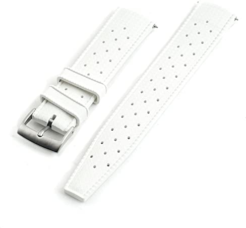 StrapHabit FKM Gummi-Uhrenarmband mit Schnellentriegelung, tropischer Stil, 18 mm, 19 mm, 20 mm, 21 mm, 22 mm, Weiß, 20 mm