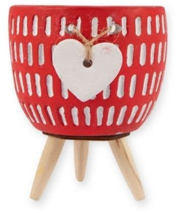 FabFinds Indoor Planter Indoor Decorative Flower Plant Pots (12cm, Red Heart)