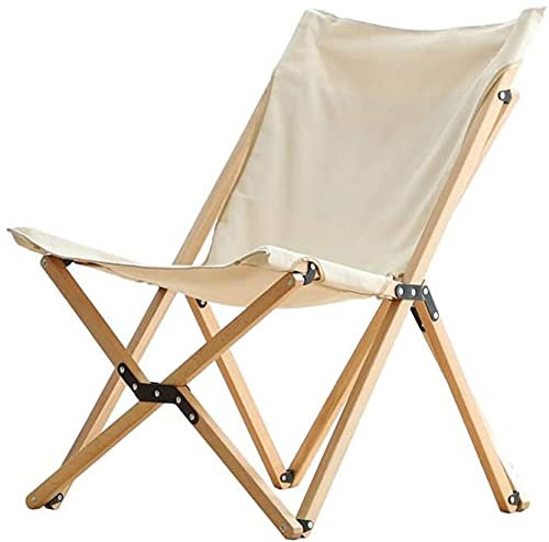 HMTE Kompakter Massivholzrahmen Klappbarer Strandstuhl Regiestuhl Tragbarer Campingstuhl for Camp Wandern Rucksackreisen Tragbar (Color : Beige) (Beige)