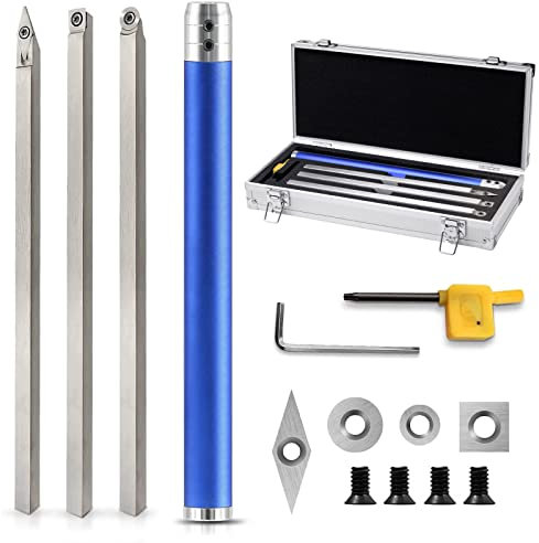 Drechseleisen, Drechselmeißel 4-Teiliges Set, Hartmetall Diamantform/Runde/Vierkantschneider, Aluminiumgriffe, Austauschbare Hartmetallklinge, Drechselwerkzeug Set Für Gravuren Bastelliebhaber