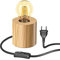 ledscom.de Tischlampe HITO, Holz massiv, rund, inkl. E27 Lampe 471lm Retro gold extra-warmweiß