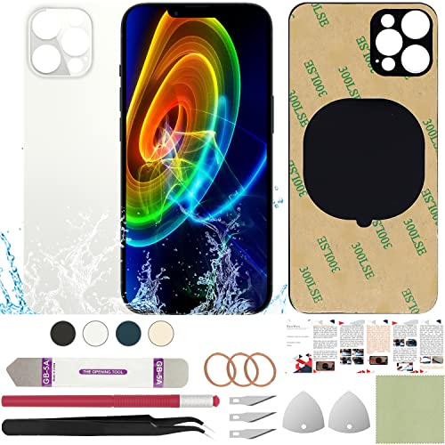 ReuWeu Ersatz-Glasrückseite, kompatibel mit iPhone 12 Pro, 15,5 cm (6,1 Zoll), Silberfarben