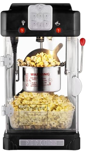 Great Northern Popcorn Popcorn Machine for Table Cinema with Stainless Steel Kettle and Tray (Black)
