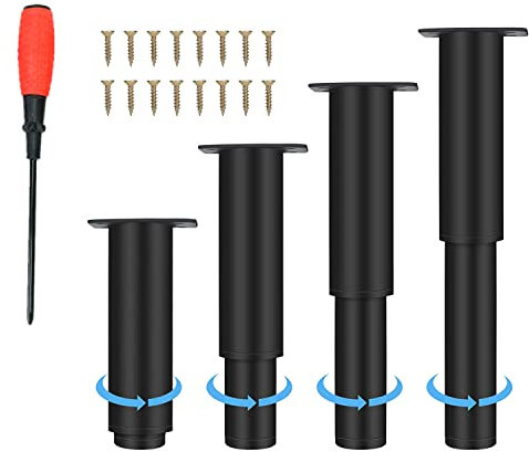 NCRGB 4 Stück Möbelfüße Metall,Verstellbare Möbelfüsse,Einstellbare Höhe,Belastbar bis 800 KG,Möbelbeine für Fernsehschrank Sofa Lehrstuhl (Matt Schwarz, 18-33cm)