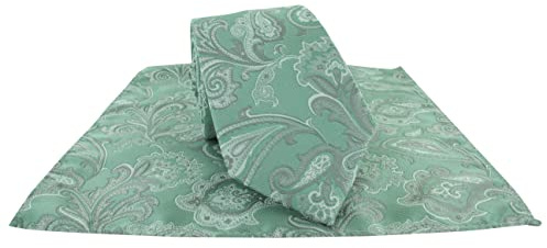 Michelsons of London Vintage Paisley Krawatte & Einstecktuch Set, grün, Einheitsgröße