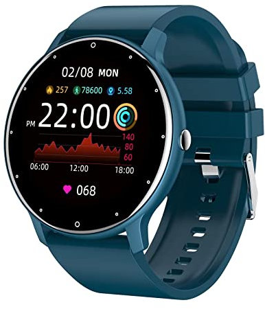 Smartwatch, Blutdruck, Blutsauerstoff, Herzfrequenz, Fitnessuhr für Männer und Frauen, wasserdicht, Schrittzähler, Smartwatch, Blau