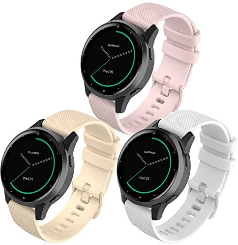 FunBand Bracelet de rechange magnétique en silicone souple pour montre connectée Garmin Vivoactive 4S/Vivomove 3S/Venu 2S, 18 mm, Lot de 3 - E, Moderne