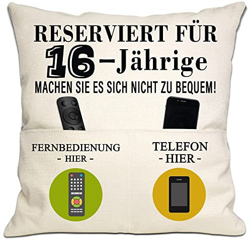 16. Geburtstag Kissenbezug für Mädchen & Jungen - Dekoration für glücklichen 16. Geburtstag - Tochter, Sohn, Enkelin, Enkel