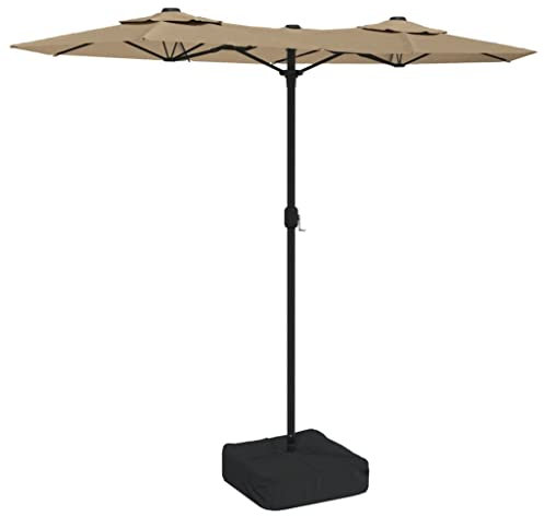 vidaXL Parasol de Jardin à Double Tête, Pare-soleil de Patio, Abri de Soleil, Parasol de Plage Terrasse Extérieur, Taupe 316x145 cm