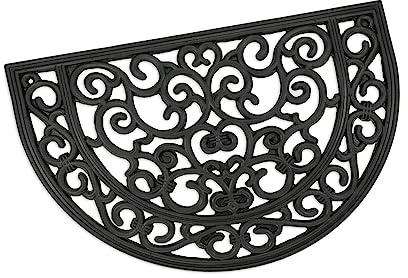 deco-mat Stilvoller Halbrunder Gitter Fußabtreter für den Außenbereich - Robuste Fußmatte in elegantem Schwarz - Größe: 40x60cm