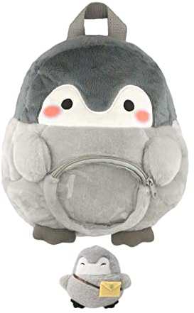 LOVIVER Plüsch Tasche, Pinguin Rucksack, Umhängetasche, Große Kapazität, Puppentasche, Niedlicher Tier Rucksack, Reiserucksack, Spielzeugtaschen Tierrucksack, mit Anhänger