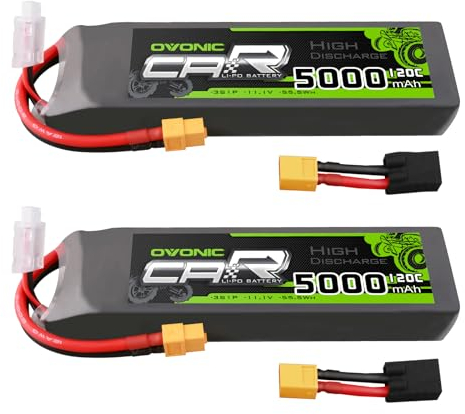 OVONIC 3s Lipo Akku 11.1V 5000mAh 120C mit TRX Stecker Lipo Batterie für RC Auto Truck Truggy Quadcopter Hubschrauber (2 Stück)
