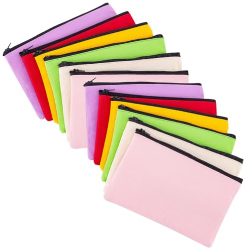 12 Stück Federmäppchen Kosmetiktaschen mit Reißverschluss, Stoffbeutel,Reise Kulturbeutel, Makeup Tasche Klein für Reisen, 20 x 12 cm