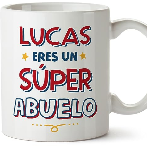 MUGFFINS Tazas Personalizadas para ABUELO - En Español - Eres Súper - 11 oz / 330 ml - Regalo personalizable original y divertido