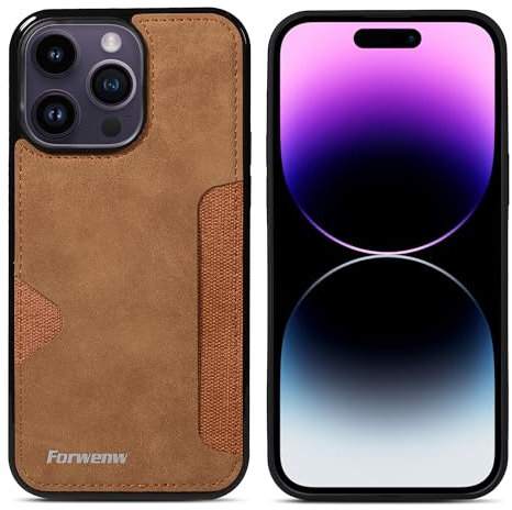 LOLFZ Case for iPhone 15 Plus, Slim Back Case with Card Holder Premium PU Leather Cover Shockproof TPU Bumper Protective Phone Case Cover for iPhone 15 Plus - Brown