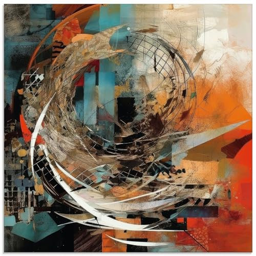 ARTland Wanddeko Glasbilder Wandbild Glas Bild einteilig 50x50 cm Quadratisch Abstrakte Deko Modern Fraktale Geometrie Farbe U4WT