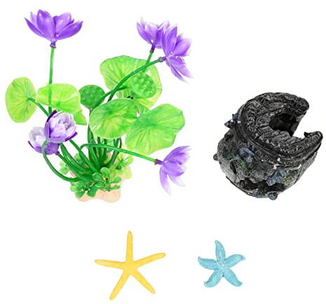 minkissy 1 Set Aquarium Landschaftsbau Ornamente lebensechte künstliche Pflanzen Wasserpflanzen Axolotl Tank Dekor botanische Dekor Kunstpflanze Imitation Pflanzen Dekorationen Aquarium Lotus Harz