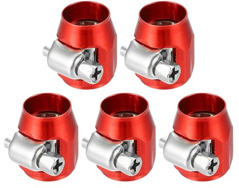 X AUTOHAUX Lot de 5 colliers de serrage flexibles AN4 hexagonaux pour tuyau de voiture avec vis Rouge