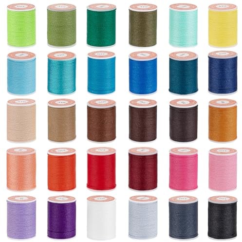 OLYCRAFT 30 Rolle 30 Farben 1mm Gewachste Polyesterschnur Gedreht Gewachster Nähfaden Nähgarn Schnur Wachsschnur Für Armbändern Halsketten Schmuckherstellung Makramee-Zubehör - 11m/Rolle