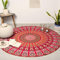 RAJRANG BRINGING RAJASTHAN TO YOU Runder Strandtuch-Wandteppich, goldenes Rot – Mandala-Roundie-Tischdecke, Boho-Chic-Baumwollüberwürfe für Picknick und Camping, 182,9 cm