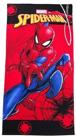 Theonoi Kinder - Handtuch Saunatuch Strandtuch Duschtuch Badetuch - 70 x 140 cm -Geschenk Jungen Mikrofaser (Spiderman Rot)