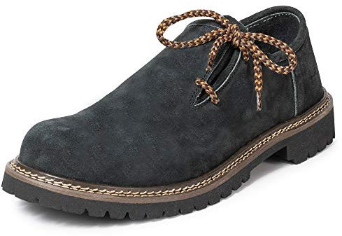 PAULGOS Trachtenschuhe Echt Leder Haferlschuhe Haferl Trachten Schuhe in 4 Farben Gr. 39-47 (Grau, EU Schuhgrößensystem, Erwachsene, Numerisch, M, 46)