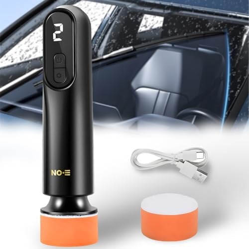 Lucidatrice Auto Senza Fili,Lucidatrice per Auto a Velocità Regolabile, con Tampone per Lucidatura/Portatile,Batteria Ricaricabile Al Litio 2000mah,Per Vetri per Auto,Vetri per Bagni,Vetri per Mobili