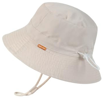 Creekstone Sombrero de sol para bebé, niño y niña, sombrero de pescador para niños, protección solar UPF 50+, sombreros de playa de verano para niños de 0 a 5 años, Beige, 0-6 Months