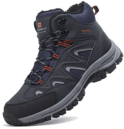 ARRIGO BELLO Stivali da Neve Uomo Scarpe Invernali Foderate di Pelliccia Calda Caviglia Stivali Piatti Sport Escursionismo Boots Taglia 41-46(1077 Blu,43)