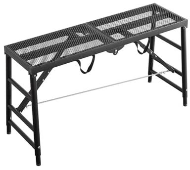 ZIMGOD Work Platform Work Platform Step Ladder with Adjustable Legs, Black Carbon Steel Scaffolding Equipment, Anti-slip Scaffold Workbench for Painters Stairwell Mural(180x30cm (70.9x11.8) Higher)