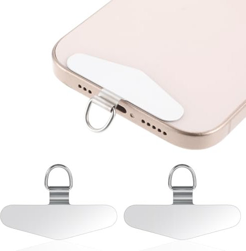 HJZHII 2 Stück Edelstahl Handykette Universalpads,Handykette Universal Tether Tabs,Handy Kette Halterung Lanyard Patch Diebstahlschutz Handyband Pads für Meisten Phones Anti Verlust Ultradünnem