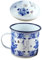 CRILSTYLEO Retro Enamel Mug Blue and White Porcelain Cup Water Tea Mug for Home Office and Outdoor Use Easy to Clean with Grip Handle for Travel and Picnics