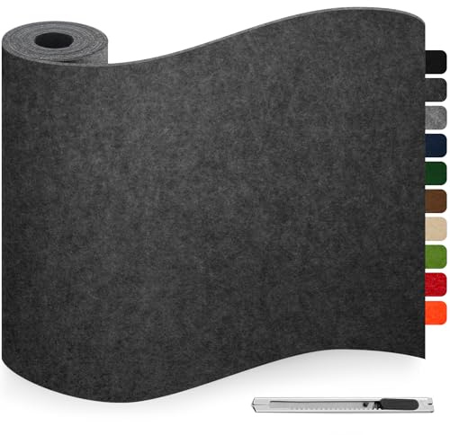 Filzgleiter Selbstklebend Schwarzgrau, Filz Selbstklebend, Filzgleiter für Stühle, 40x200cm 3mm Dicke Möbelgleiter, Anti-Rutsch Stuhlgleiter, Filz für Möbel, Couch, Box Liner, Cup Mat, DIY