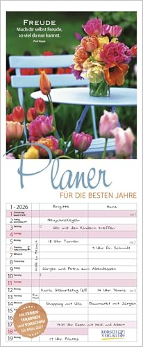 Planer für die besten Jahre - Familienplaner 2026 für 2 Personen - Korsch-Verlag - Kalender mit 2 Spalten zum Eintragen - 19 cm x 46 cm