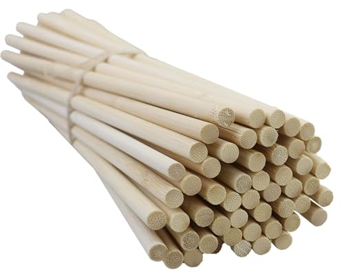 52 Pièces de Baguette Bois Longues Ronde naturel pour travaux manuels,bricolage,modélisme,décoration (8 mm x 30 cm)