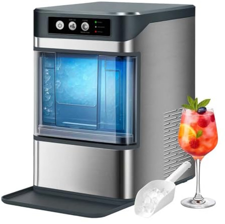 Nugget lce Maker Machine,Chewable Pellet Ice Machine,Self-Cleaning,One-Click Operation,for Home/Kitchen/Office/Bar Party Ice Cube Machine,YH4025