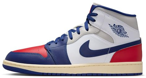 Air Jordan 1 Mid Men's Shoes (White/University Red/Neutral Grey/Deep Royal Blue), White/University Red/Neutral Grey/Deep Royal Blue, 14 UK